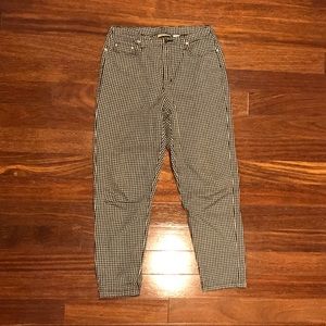 High Waist Checked Mom Jean